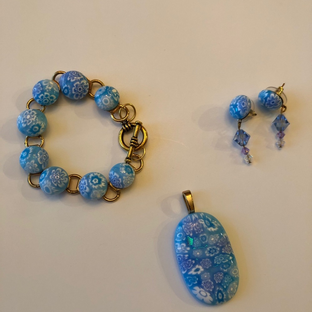 Italian Venetian Millefiori Glass Jewelry Set